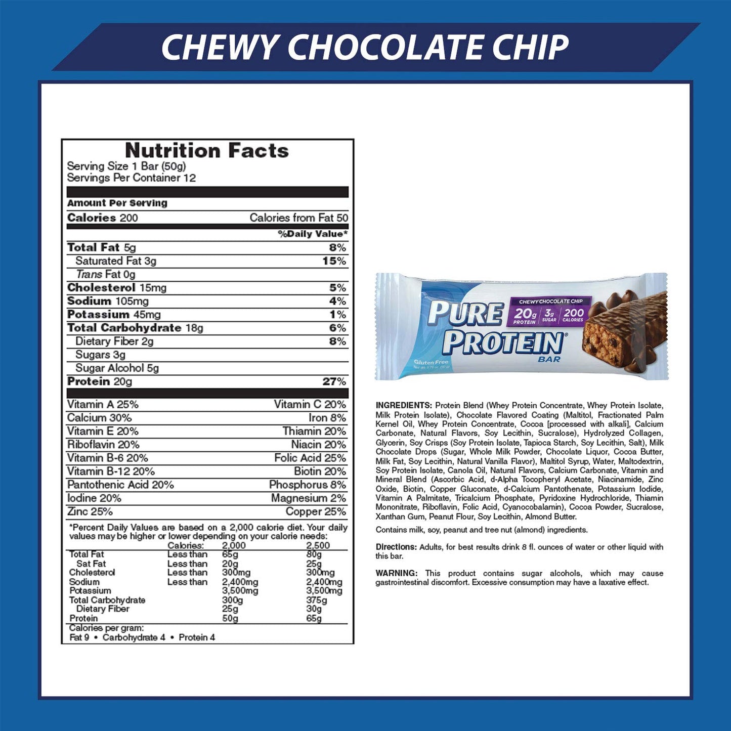 Pure Protein® Chewy Chocolate Chip, 50 gram, 6 count Multipack