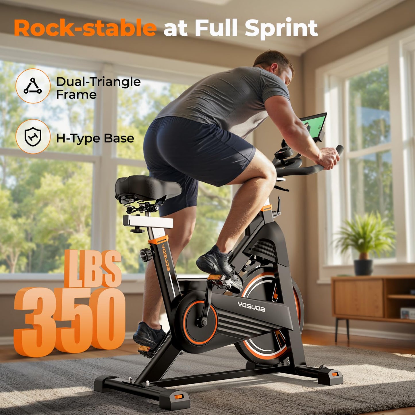 YOSUDA PRO Magnetic Exercise Bike 350 lbs Weight Capacity - Indoor Cycling Bike Stationary with Comfortable Seat Cushion, Silent Belt Drive