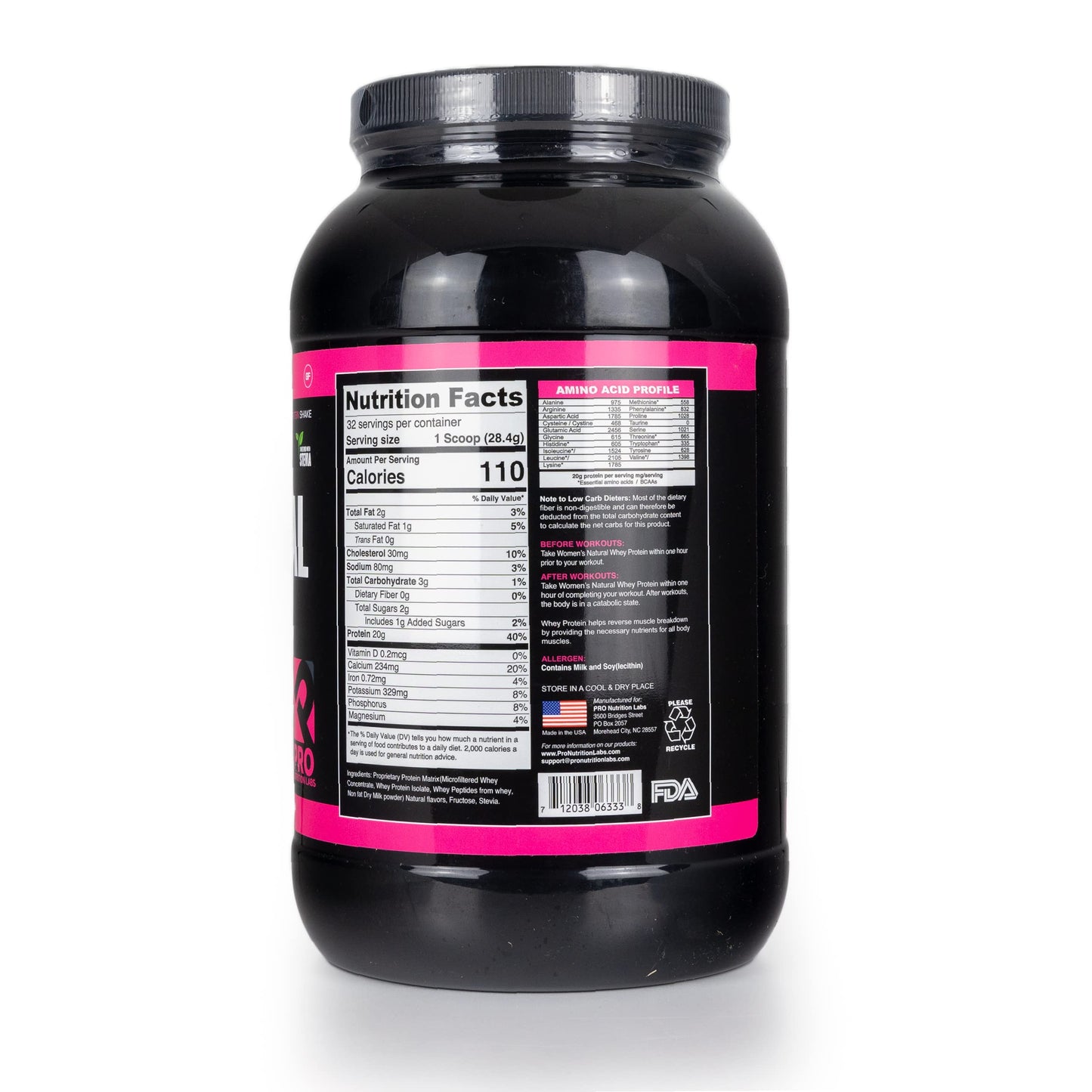 PRO NUTRITION LABS Whey Protein Powder for Women Vanilla Powder - Low Carb Gluten-Free Grass-Fed rBGH-Free - Supports Weight Loss - Natural Stevia Sweetened Protein Shake, 20g (Creamy Vanilla, 2lb)