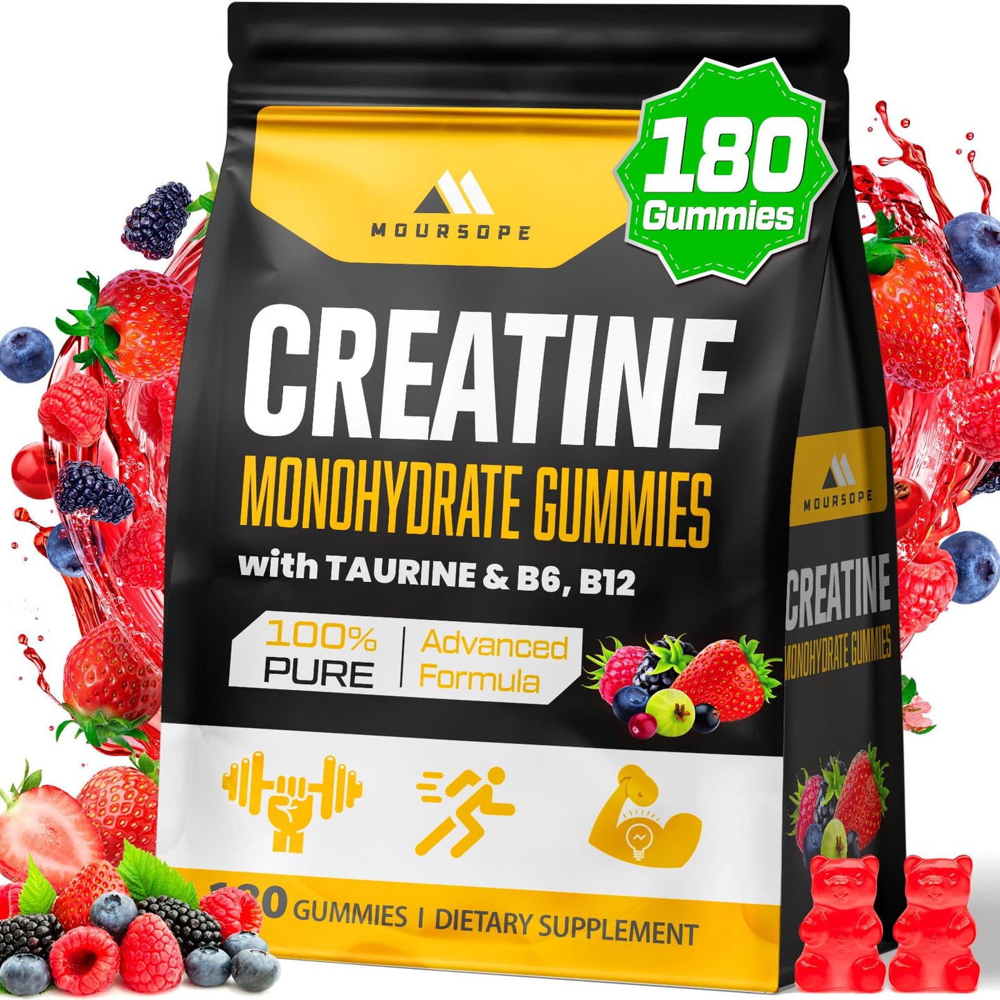 (180 Count) Creatine Monohydrate Gummies for Men & Women - Sugar Free, Creatine Pre Workout Gummies for Muscle Builder, Muscle Strength, Recovery, Endurance, Energy, Creatine for Women & Men, Vegan