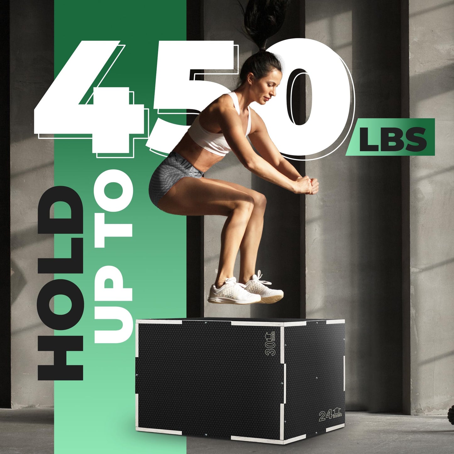 Yes4All 3 in 1 Non-Slip Wooden Plyo Box, Plyometric Box for Home Gym and Outdoor Workout 24" 20" 16" - Black