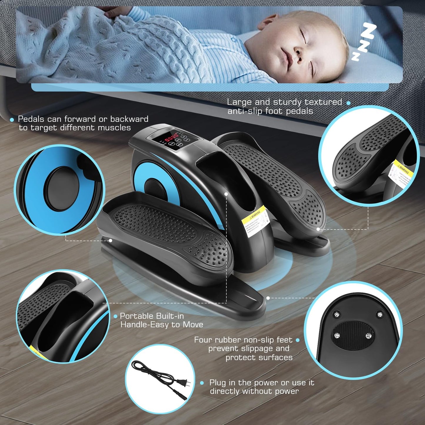 ANCHEER Under Desk Elliptical, Electric Ellipse Leg Exerciser While Sitting for Seniors Adults, Quiet Portable Motorized Seated Foot Pedal Exerciser with Remote Control for Home Office Use