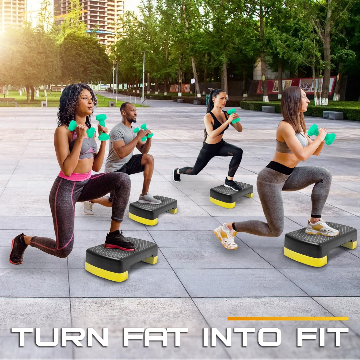 Yes4All Aerobic Step Platform with Adjustable Risers for Home Gym Fitness Workout - Yellow/Black