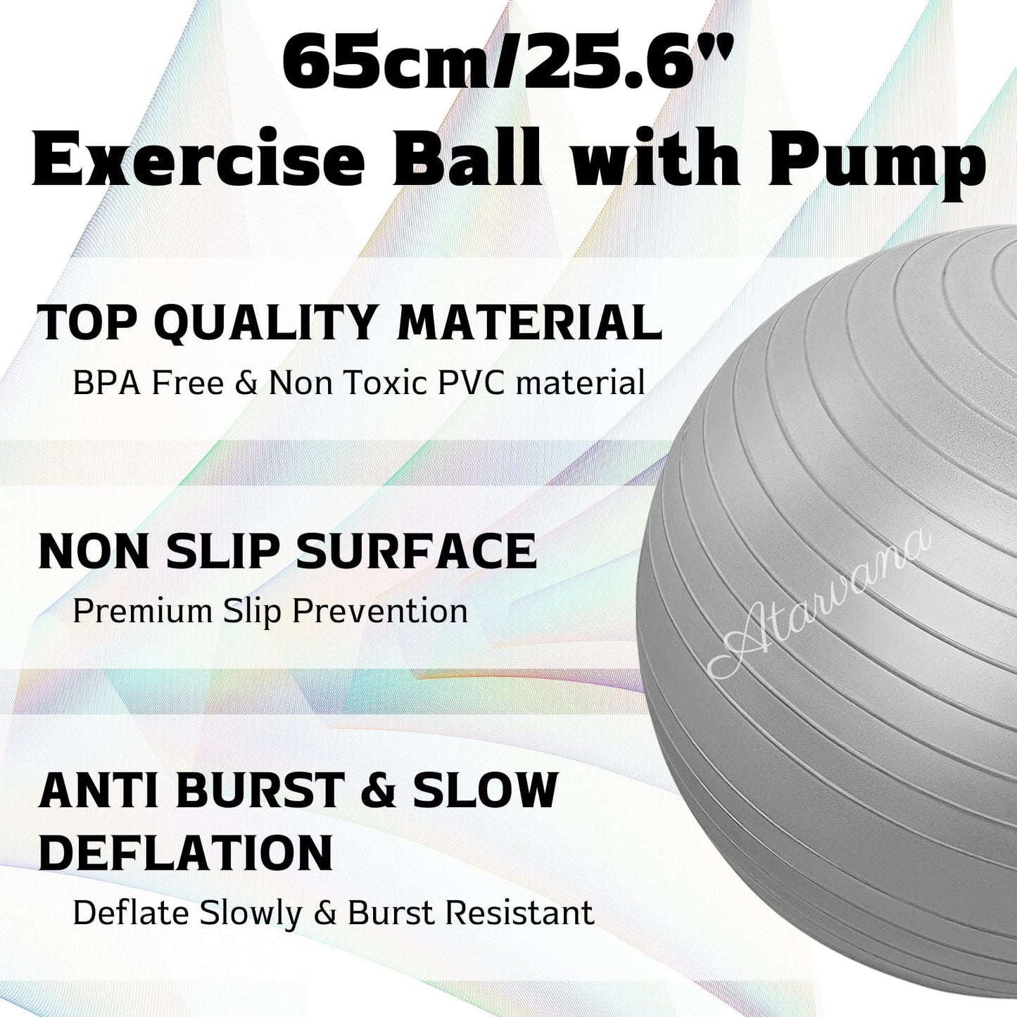 Atarvana Cardio Drumming Equipment Set, Extra Thick Yoga Ball with Pump & 3.2oz Cardio Drumming Sticks with Grips, Aerobic Exercise Ball Drumsticks Workout Set for Stability, Rhythm, Gymnastics
