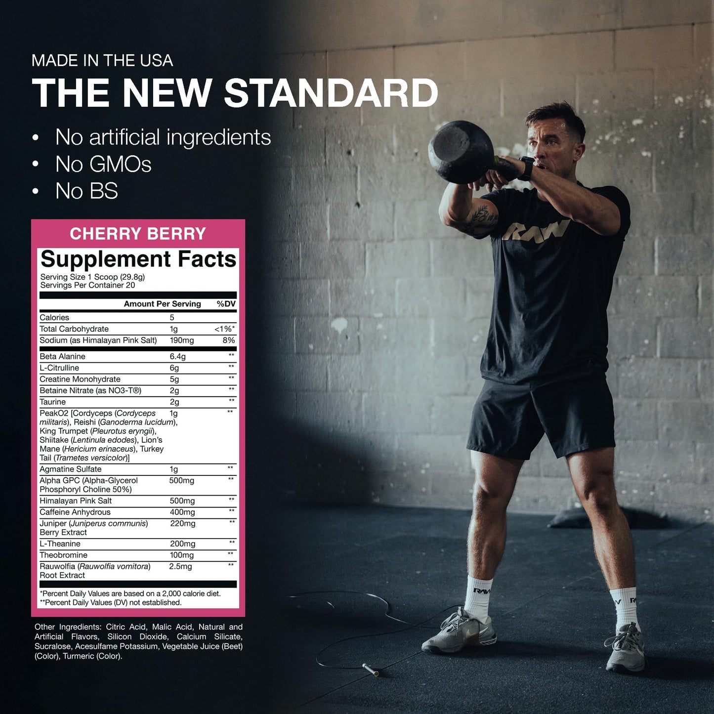 RAW Thuper Thavage Pre Workout Powder - High-Stim Preworkout with Creatine, Beta Alanine, L-Citrulline & Caffeine - Chris Bumstead Gym & Fitness Supplement for Men & Women - Cherry Berry