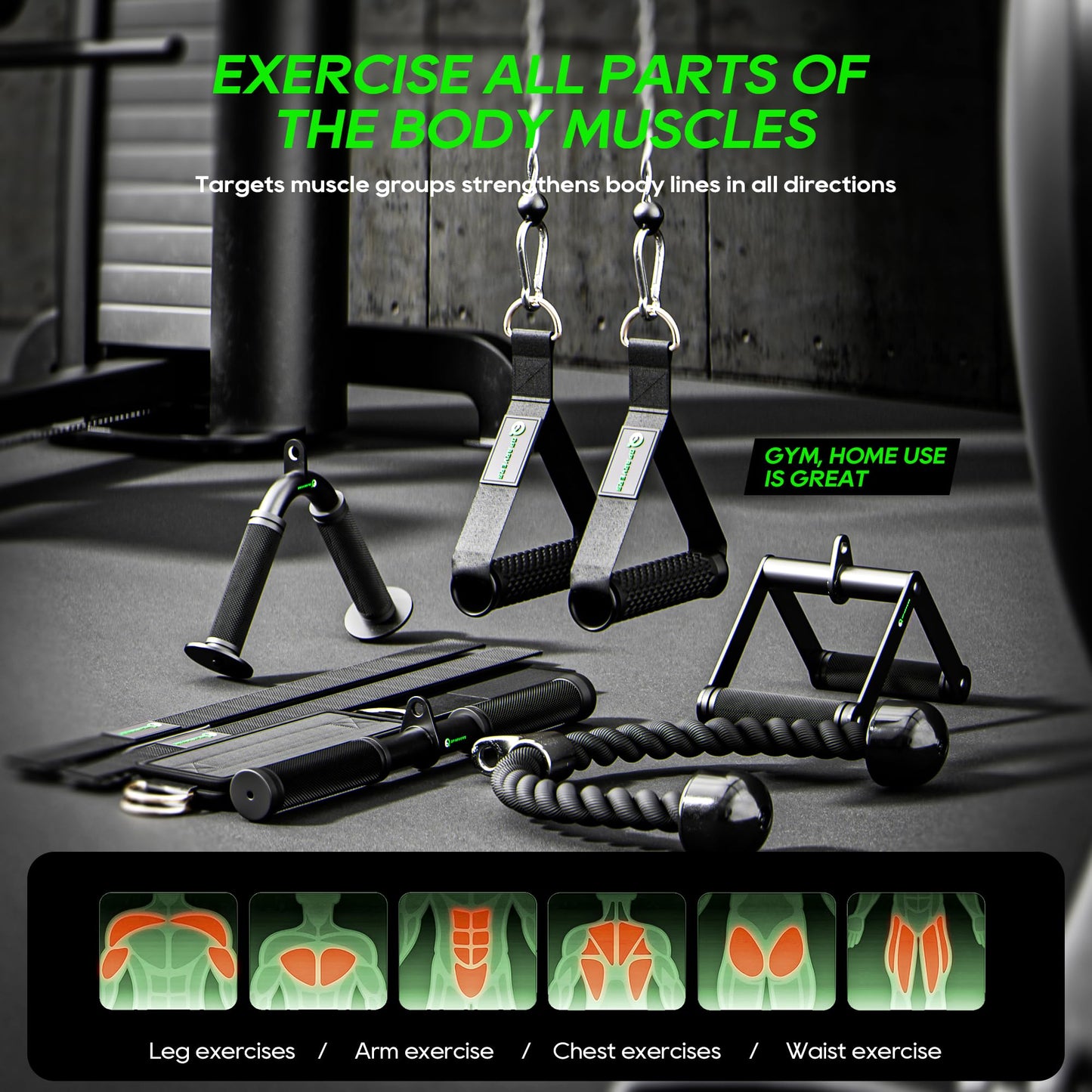 QPARVERS Cable Machine Attachment LAT Pulldown Attachments Cable Machine Accessories for Home Gym