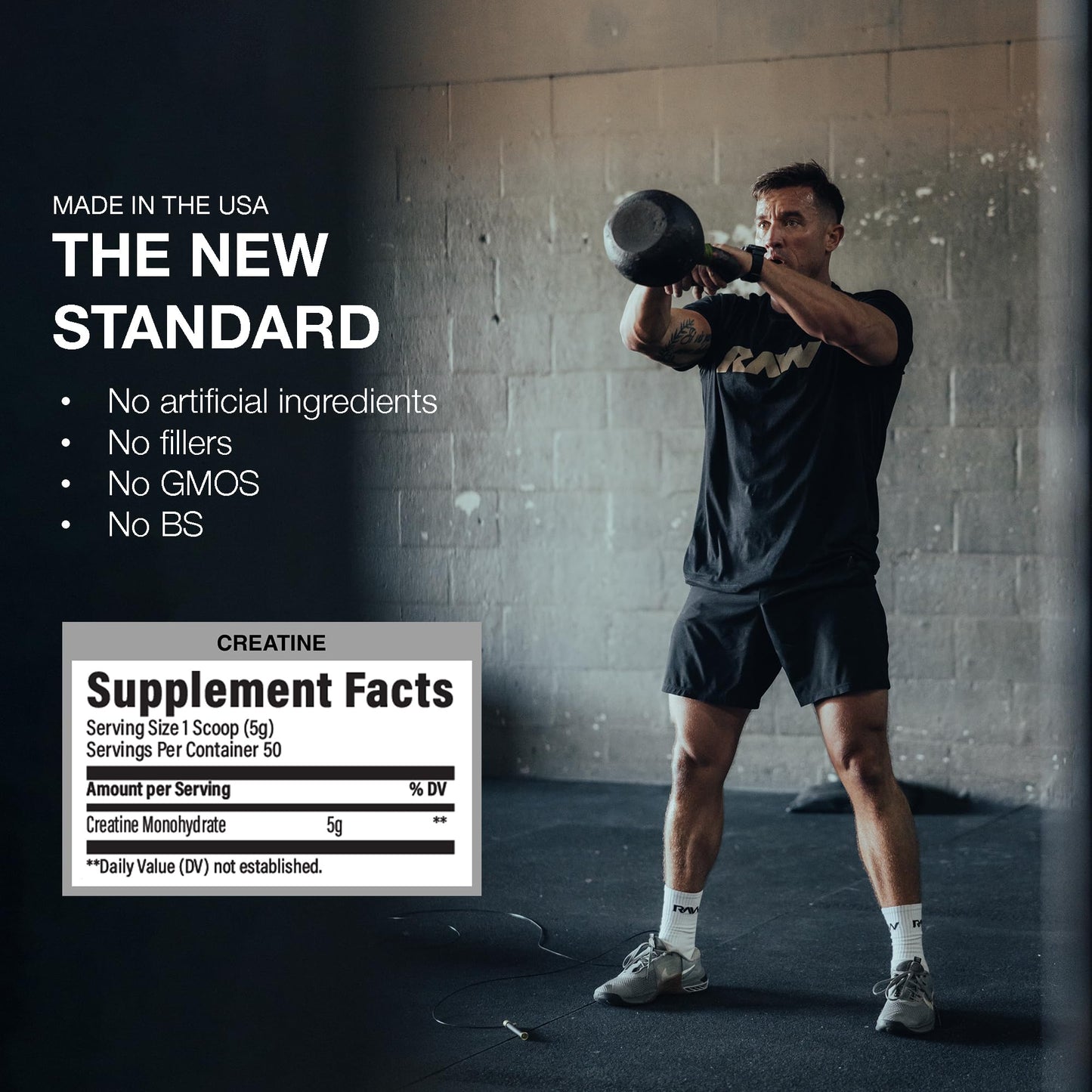 RAW Nutrition Creatine Monohydrate Powder - Unflavored Micronized Creatine Monohydrate Workout Supplement for Muscle Energy, Strength & Endurance - Creatine Powder for Women & Men - 50 Servings