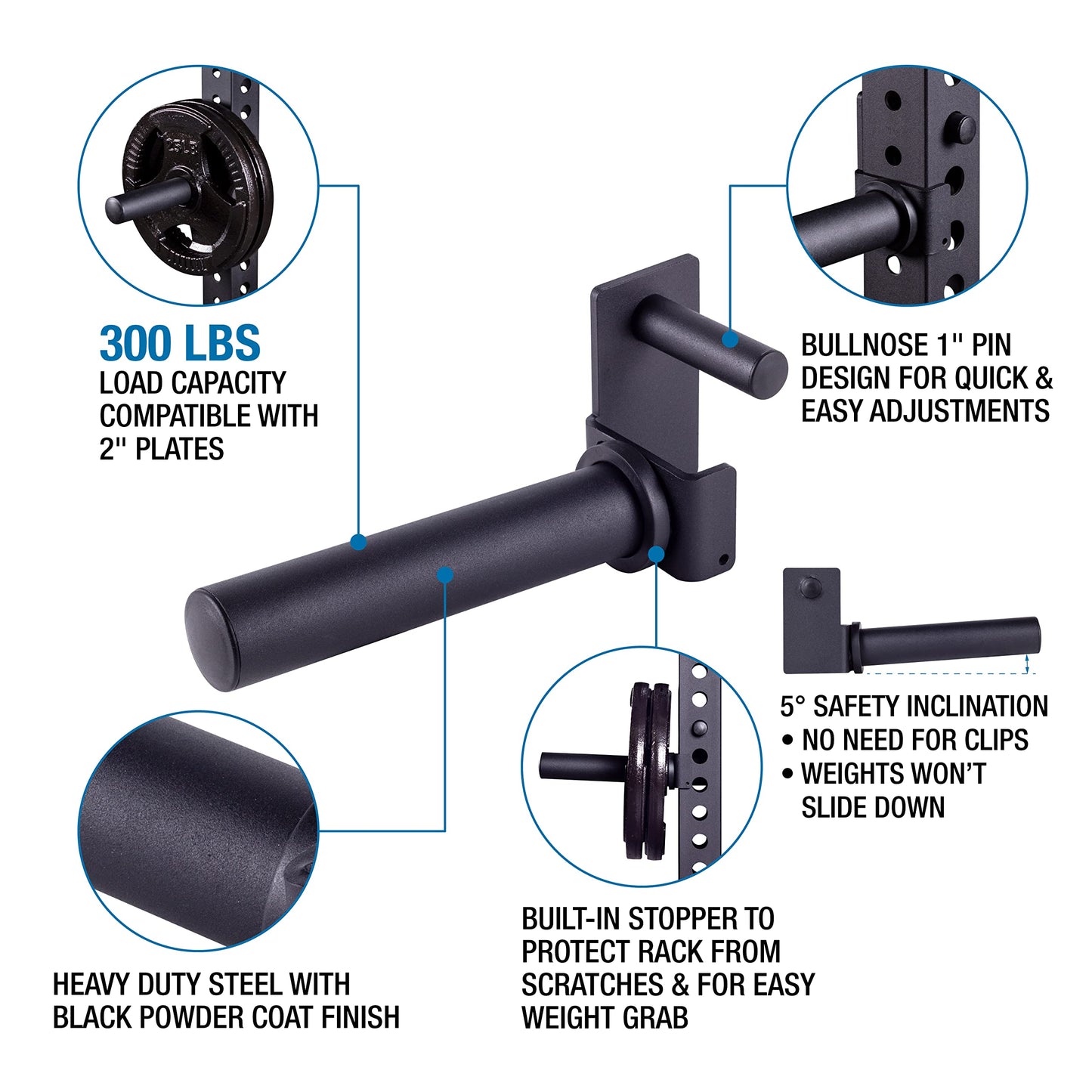 AmStaff Fitness Olympic Weight Plate Holder for Power & Squat Racks ā Available 2x2 ā 2.5x2.5 ā 3x3 Inch Tube Sizes ā 9-inch Weight Plates Horn Storage Attachment for Power Squat Rack ā (Pair) (3" x 3")