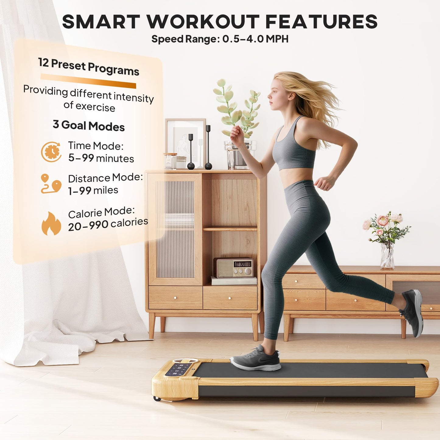 Soozier Walking Pad, Under Desk Treadmill with 17" x 43" Wide Belt, Remote Control, Bluetooth Speaker, Wheels and LED Display, Quiet 2.5HP Walking Machine for Home Gym Office, Installation-Free
