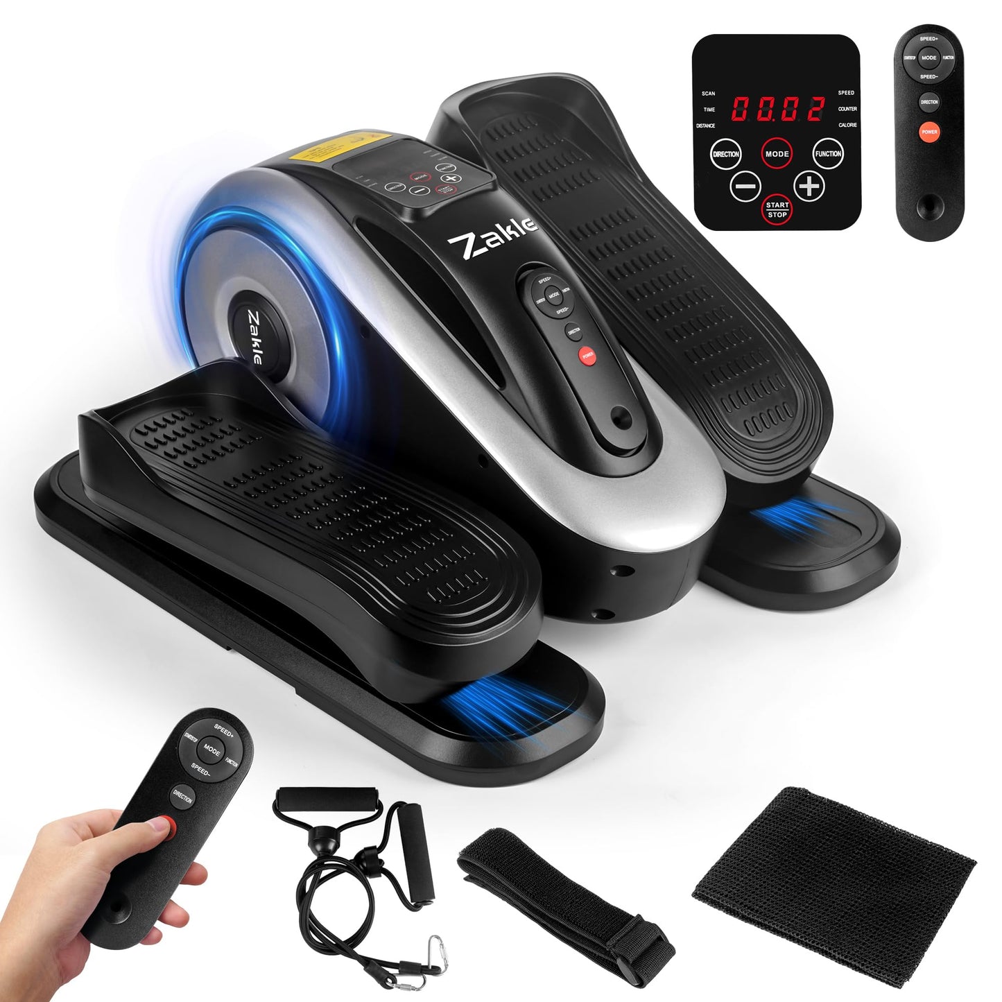 Zakle Under Desk Elliptical Machine, Electric Seated Pedal Exerciser w/Remote Control & 12 Adjustable Speeds, Fully Assembled Elliptical Training Machine for Home Office