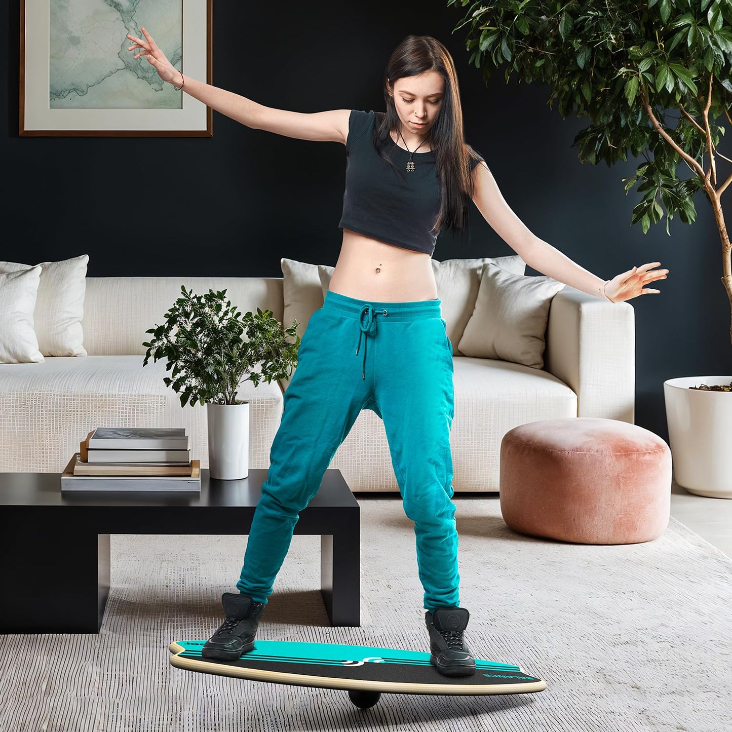 Sportneer Balance Board - 7 Modes Wobble Board with Adjustable Stoppers - Exercise Balancing Stability Trainer for Improve Balance, Surf Trainer & Physical Therapy - Roller and 2.8'' Ball Included