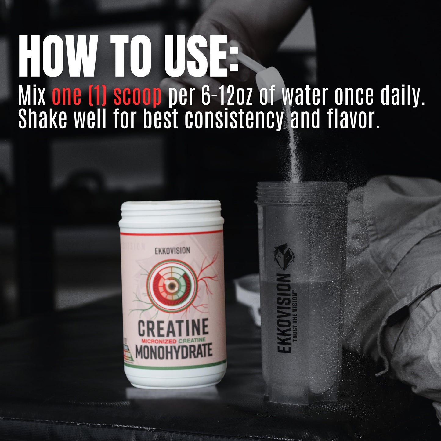 Ekkovision Creatine Monohydrate Powder, Micronized, Unflavored, Pre Workout & Post Workout Supplement for Men and Women, Energy Support, Easy to Mix in Shakes, Smoothies & Beverages, 100 Servings