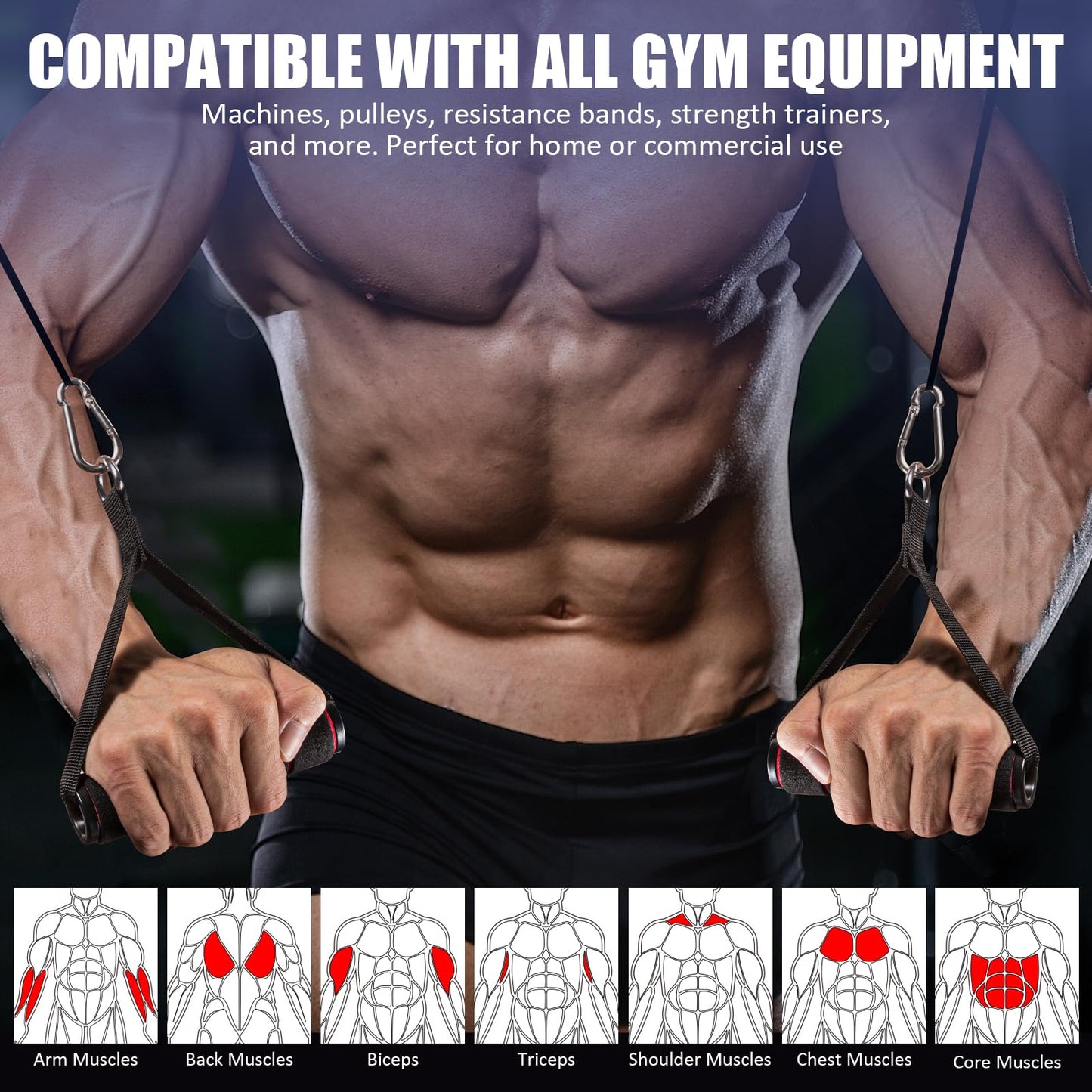 Citufuol 2 Pack Upgraded Exercise Handles, Gym Handle Equipment for Cable Machine Attachments, Strength Training Workout, Pilates, Home Gym, Resistance Bands, Heavy Duty Workout Accessories