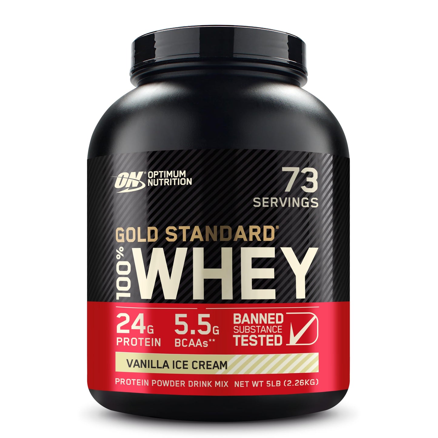 Optimum Nutrition Gold Standard Whey Vanilla Ice Cream - 5 lbs .