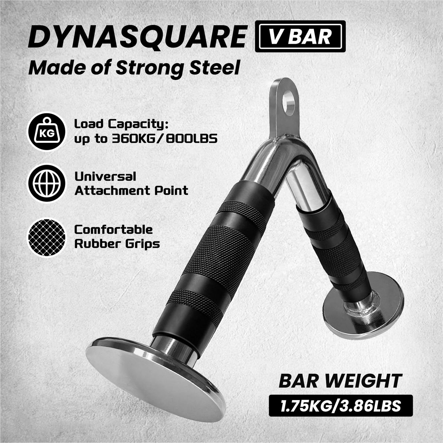 DYNASQUARE Tricep Press Down Cable Machine Attachment, Made of Heavy Duty Solid Steel, LAT Pulldown Attachments, Home Gym Accessories, Double D Handle, V Bar, Tricep Rope, Pull Down Bar