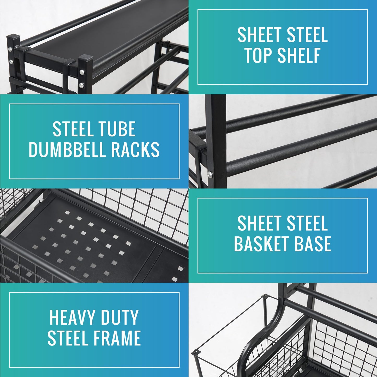 STUFFSTASH Dumbbell Rack, Heavy Duty Adjustable Weight Rack for Home Gym with Extra Strong Sheet Steel Shelf and Base, Home Gym Storage Weight Rack for Home Gym Dumbbells, Kettlebell Rack