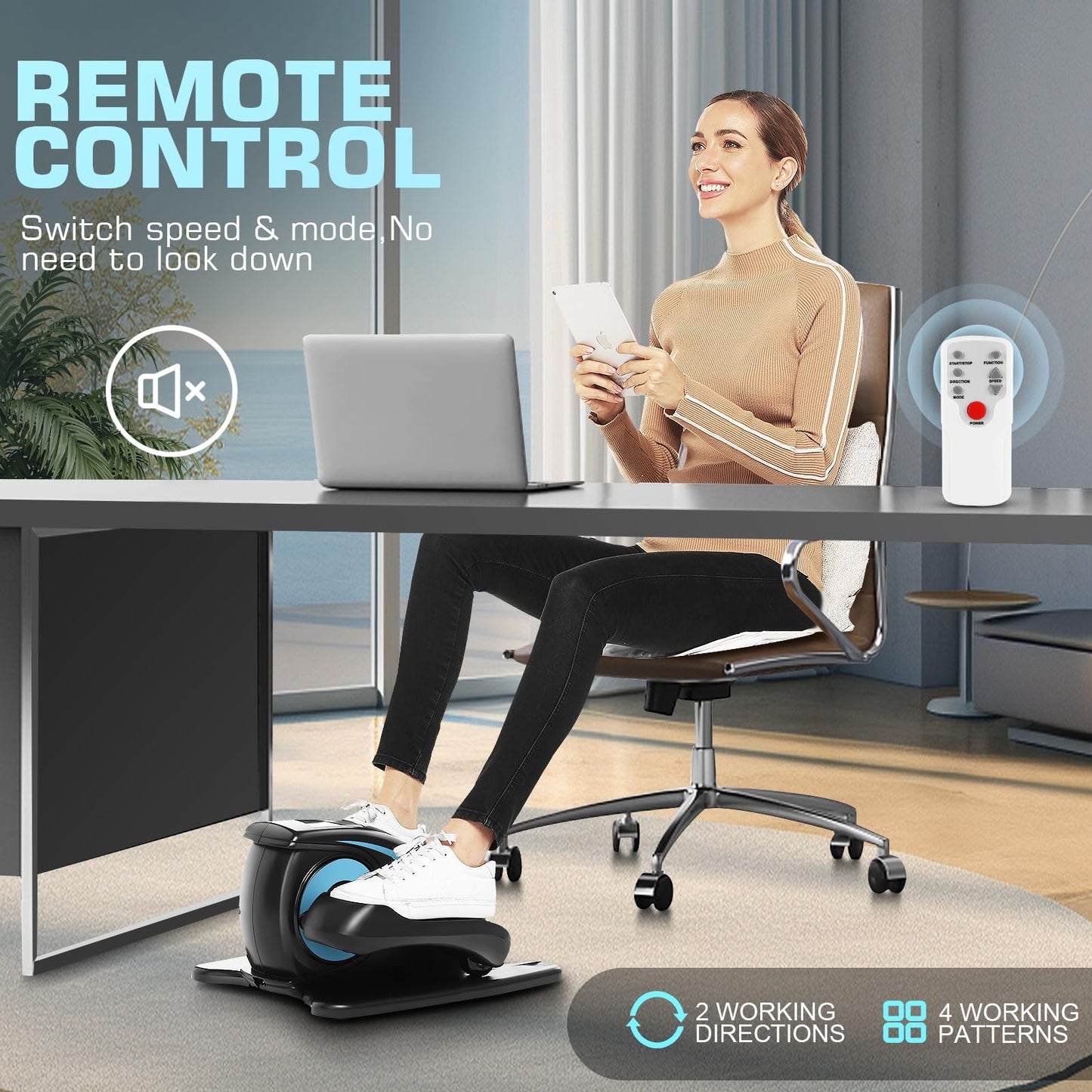 ANCHEER Under Desk Elliptical, Electric Ellipse Leg Exerciser While Sitting for Seniors Adults, Quiet Portable Motorized Seated Foot Pedal Exerciser with Remote Control for Home Office Use