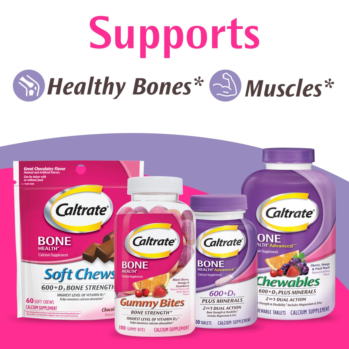 Caltrate 600 Plus D3 Plus Minerals Calcium and Vitamin D Supplement Tablets, Bone Health and Mineral Supplement for Adults - 165 Count