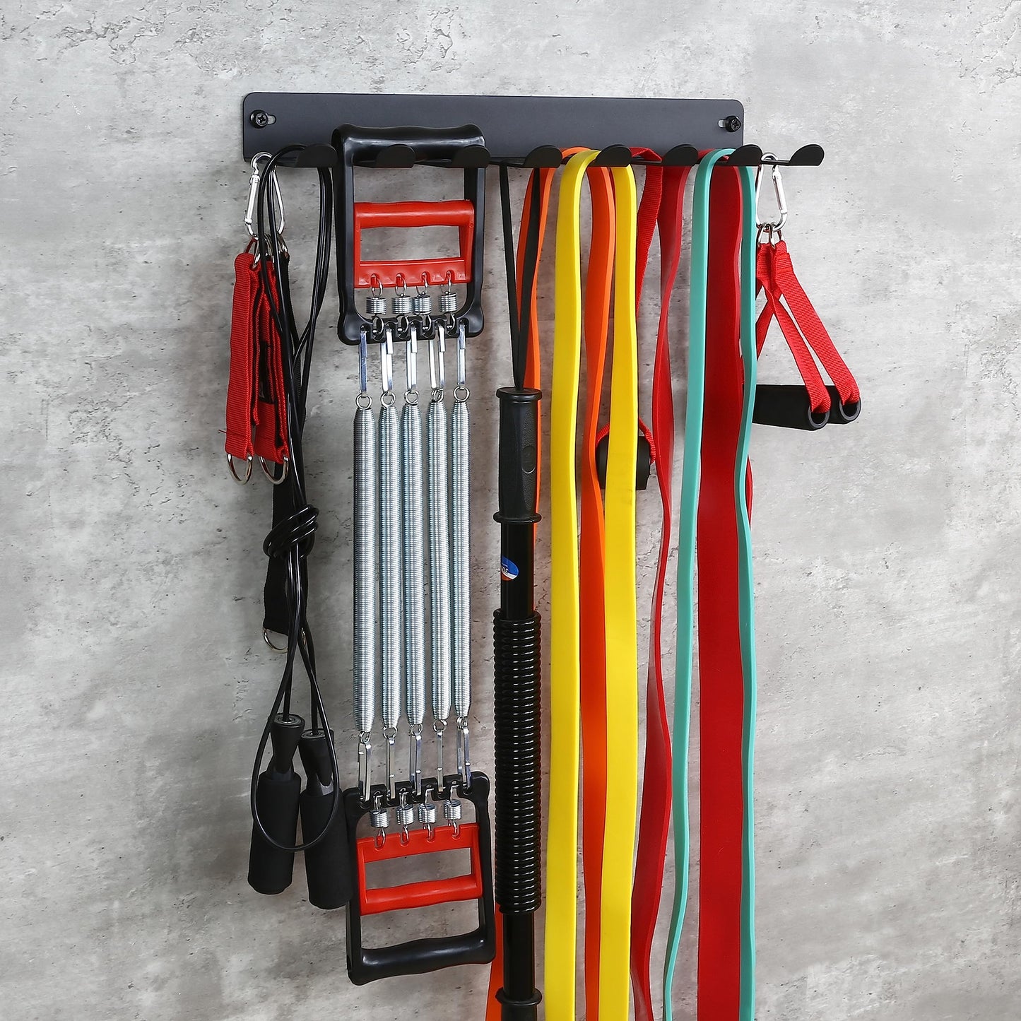 Multi-Purpose Gym Equipment Storage Rack Resistance Bands Storage Hanger Barbell Rack Heavy Duty Gym Rack for Exercise Bands, Lifting Belts and Jump Ropes (17" / 8 prongs)
