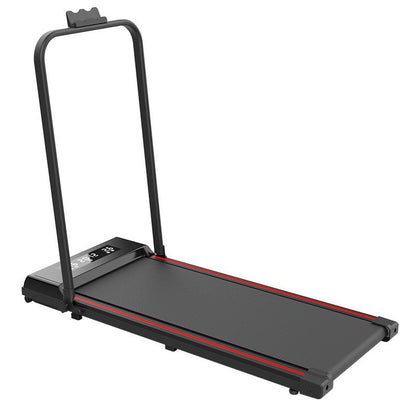 Small and Mini Folding Silent Electric Indoor Walking Machine for Home Use, a Fitness Equipment for Flat Treadmill (Black and red [Without handrails])