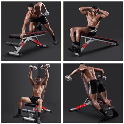 DONIUZ Weight Bench, Adjustable Workout Bench Press Set for Home Gym Full Body Strength Workout, Easy Assembly Foldable Training Lifting Bench, Max Load 750(Balck)