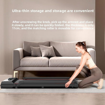 Small and Mini Folding Silent Electric Indoor Walking Machine for Home Use, a Fitness Equipment for Flat Treadmill (Black and red [Without handrails])