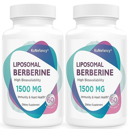 Liposomal Berberine Supplement 1500mg - Third Party Tested, High Bioavailability Berberine HCL Capsules for Women and Men, AMPK Activator for Cardiovascular Health, Sugar-Free, Non-GMO,120 Softgels