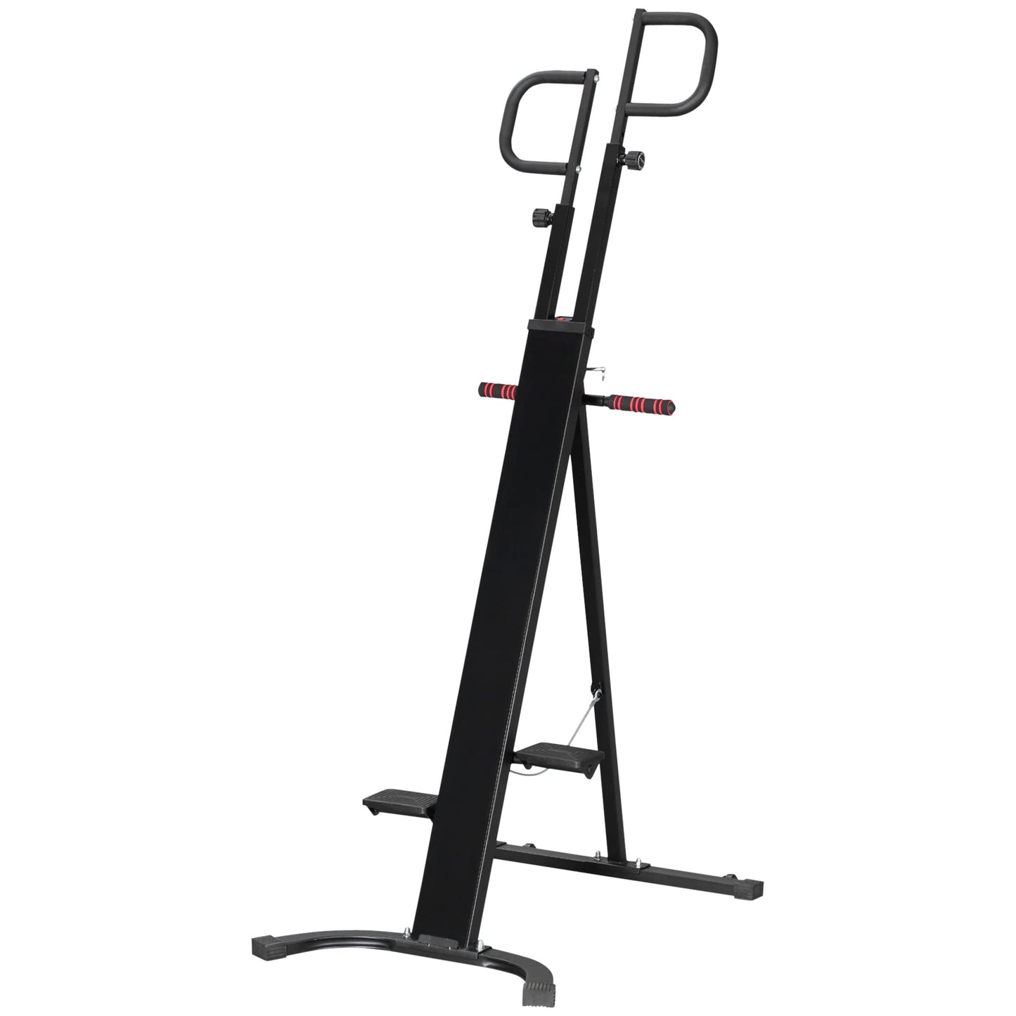 Soozier Folding Vertical Climber Exercise Machine, Height Adjustable Climbing Machine with LCD Monitor and Transport Wheels, Stair Stepper for Full Body Workout, Black