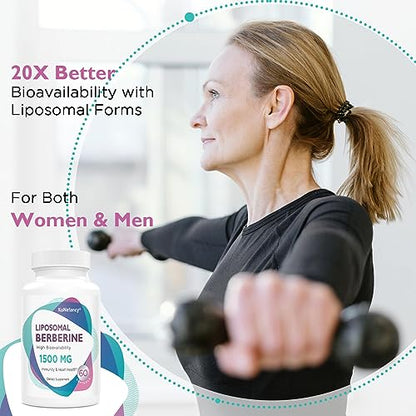 Liposomal Berberine Supplement 1500mg - Third Party Tested, High Bioavailability Berberine HCL Capsules for Women and Men, AMPK Activator for Cardiovascular Health, Sugar-Free, Non-GMO,120 Softgels