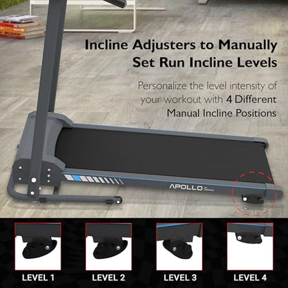 SereneLife - Electric Folding Treadmill Exercise Machine - Smart Compact Digital Workout Fitness Trainer w/ Bluetooth App Sync, Manual Incline Adjustment, For Walking, Running, Gym