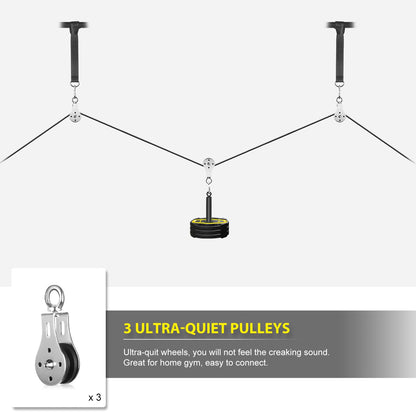Weight Cable Pulley System Gym, Cable Weight Pulley System Attachments for Home Gym with Handle Pulley System Gym LAT Pull Down, Biceps Curl Workout