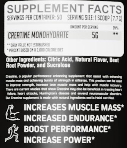 GMU SPORT Creatine Monohydrate Powder – Fruit Punch | 50 Servings | 5g Micronized Creatine per Scoop | Strength, Recovery & Muscle Builder | Delicious Drink Mix for Men & Women