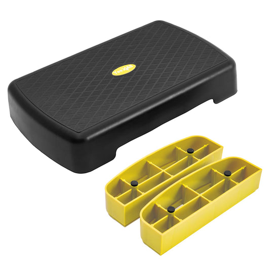 Yes4All Aerobic Step Platform with Adjustable Risers for Home Gym Fitness Workout - Yellow/Black