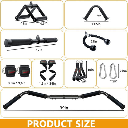 Cable Attachments for Gym,Cable Machine Accessories for Home Gym, Triceps Pull Down Attachment, LAT Pull Down Attachment Weight Fitness
