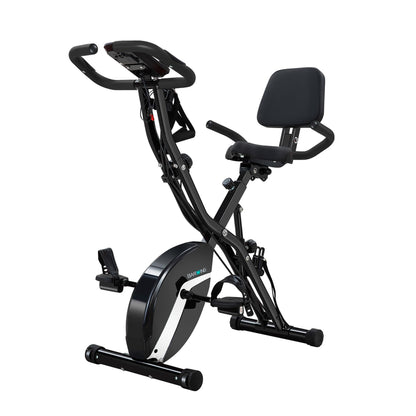 BARWING Stationary Exercise Bike for Home Workout, 5 IN 1 Foldable Indoor Cycling Bike for Seniors, 350LB Capacity, 16-Level Magnetic Resistance, Seat Backrest Adjustments (Black)