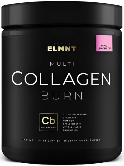 Super Collagen Burn Powder for Women w. Hyaluronic Acid, KSM66, Apple C Vinegar, Probiotics, Biotin - Premium Multi Collagen Peptides Protein for Weight Loss + Beauty Hair Skin Nails (Pink Lemonade)