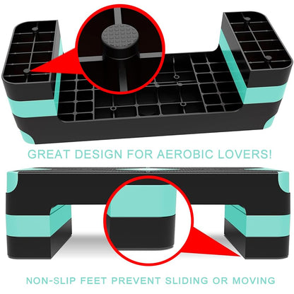 EVERYMILE Aerobic Exercise Step, Adjustable Aerobic Stepper for Exercise, Workout Step Platform, Step Up Box, 26.5" Step Deck with 4” 6” 8” Adjustable Height Risers, Women Home Gym Fitness