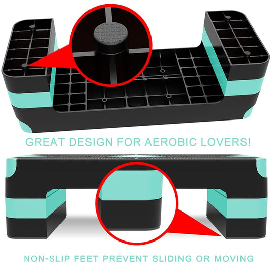 EVERYMILE Aerobic Exercise Step, Adjustable Aerobic Stepper for Exercise, Workout Step Platform, Step Up Box, 26.5" Step Deck with 4” 6” 8” Adjustable Height Risers, Women Home Gym Fitness