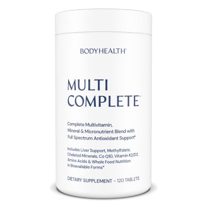 BodyHealth Multi Complete (120 Ct) Daily Multivitamin for Men and Women with Whole Foods, Minerals, Antioxidants, Organic Green Food Concentrates, and Liver Detox Extracts, Vegan and Non GMO