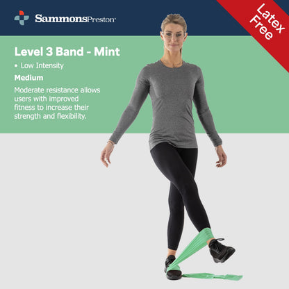 Sammons Preston Resistance Bands for Working Out, Non-Latex Exercise Bands, Resistance Bands for Physical Therapy, Improve Strength & Flexibility, Stretch & Tone Major Muscles, 5pk