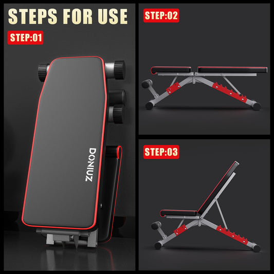 DONIUZ Weight Bench, Adjustable Workout Bench Press Set for Home Gym Full Body Strength Workout, Easy Assembly Foldable Training Lifting Bench, Max Load 750(Balck)