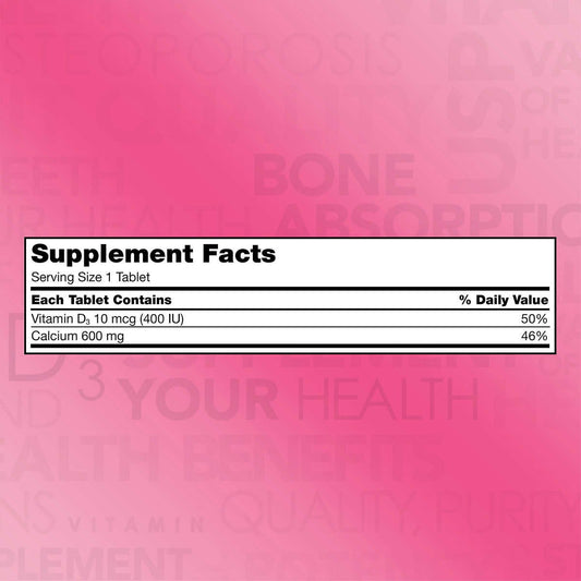 Kirkland Signature Calcium 600 mg. with Vitamin D3, 500 Tablets (2 Pack)