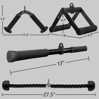 Cable Machine Attachment Set LAT Pulldown Attachments Weight Machine Accessories for Home Gym ,Straight Pull Down Equipment, V-Shaped Bar, Tricep Rope, Double D Row Handle