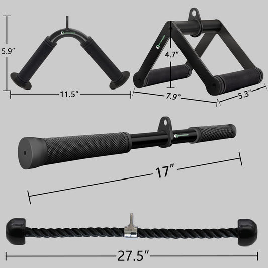 Cable Machine Attachment Set LAT Pulldown Attachments Weight Machine Accessories for Home Gym ,Straight Pull Down Equipment, V-Shaped Bar, Tricep Rope, Double D Row Handle