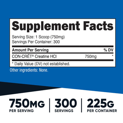 Nutricost Creatine HCl Powder (8 OZ) - Made with CON-CRET Creatine, 300 Servings