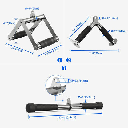 POWER GUIDANCE Cable Machine Attachment, LAT Pulldown Attachments, Cable Attachments for Gym, Home Gym Accessories (2.0 V Handle + Rotating Bar + V-Shaped Bar)