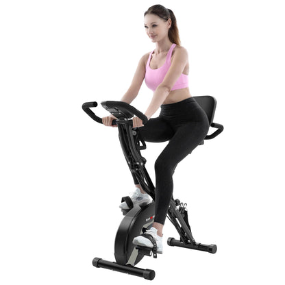 BARWING Stationary Exercise Bike for Home Workout, 5 IN 1 Foldable Indoor Cycling Bike for Seniors, 350LB Capacity, 16-Level Magnetic Resistance, Seat Backrest Adjustments (Black)
