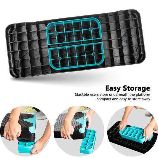 GYMMAGE Adjustable Workout Aerobic Stepper, Aerobic Exercise Step Platform with 2 Risers, Exercise Step Deck for Fitness, 26.5" Trainer Stepper with Non-Slip Surface Home Gym & Extra Risers Options