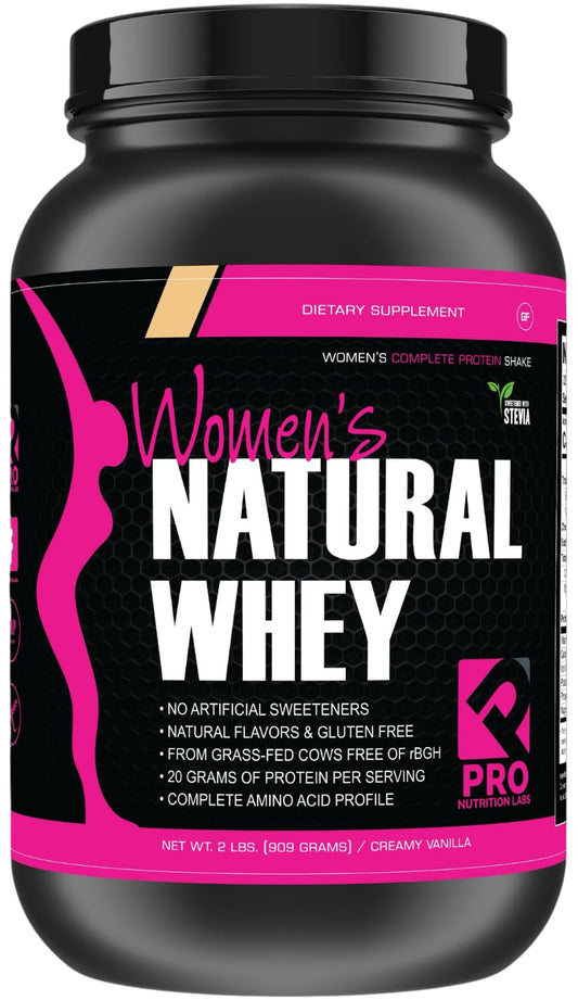 PRO NUTRITION LABS Whey Protein Powder for Women Vanilla Powder - Low Carb Gluten-Free Grass-Fed rBGH-Free - Supports Weight Loss - Natural Stevia Sweetened Protein Shake, 20g (Creamy Vanilla, 2lb)