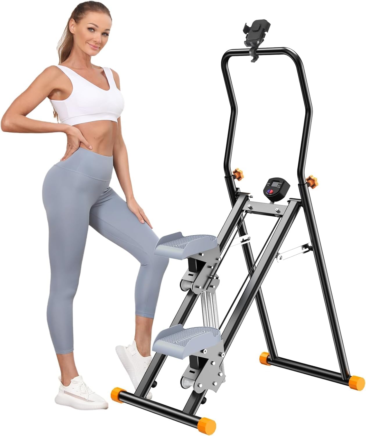 RYGEO Stair Stepper with Adjustable Resistance for Home Cardio Workout,Upgraded Vertical Climber Machine Full-Body Workout,Compact Folding Exercise Climber, Adjustable Handlebar & Pedals